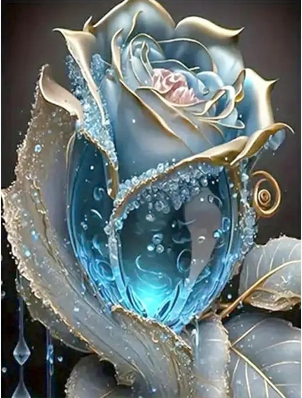 Rose Diamond Painting Kits for Adults-Flower Diamond Art Kits for Adults,Round 5D Floral Gem Art Kits for Adult DIY Crafts Kits Gift Home Wall Decor Gifts16x12inch